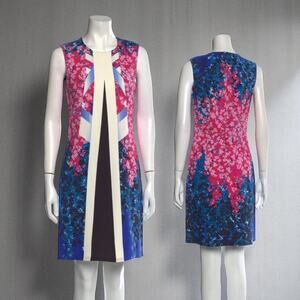 Peter Pilotto Designer Abstract Floral Colorblock Sleeveless Dress XS $1200
